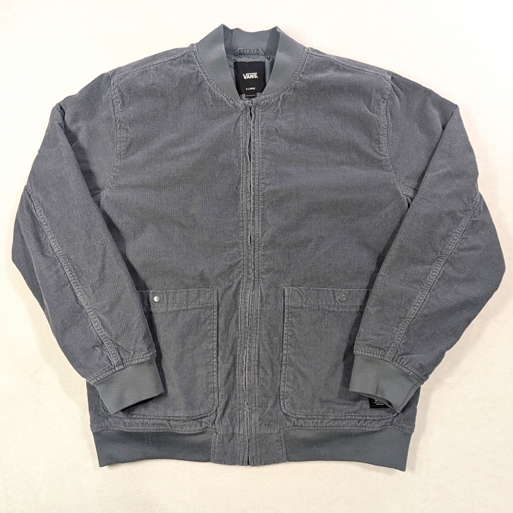 Vans Carlson Corduroy Bomber Jacket‎ Quilted Blue Gray XL